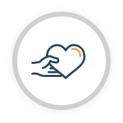 hand with heart icon